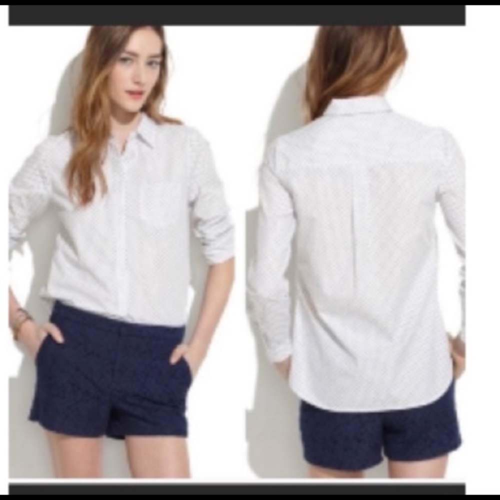 Madewell mini anchor print button front shirt size small